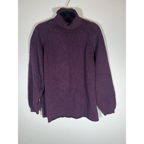 Vintage 90s Erik Stewart purple cotton turtleneck oversized preppy sweater XL - Picture 1 of 8
